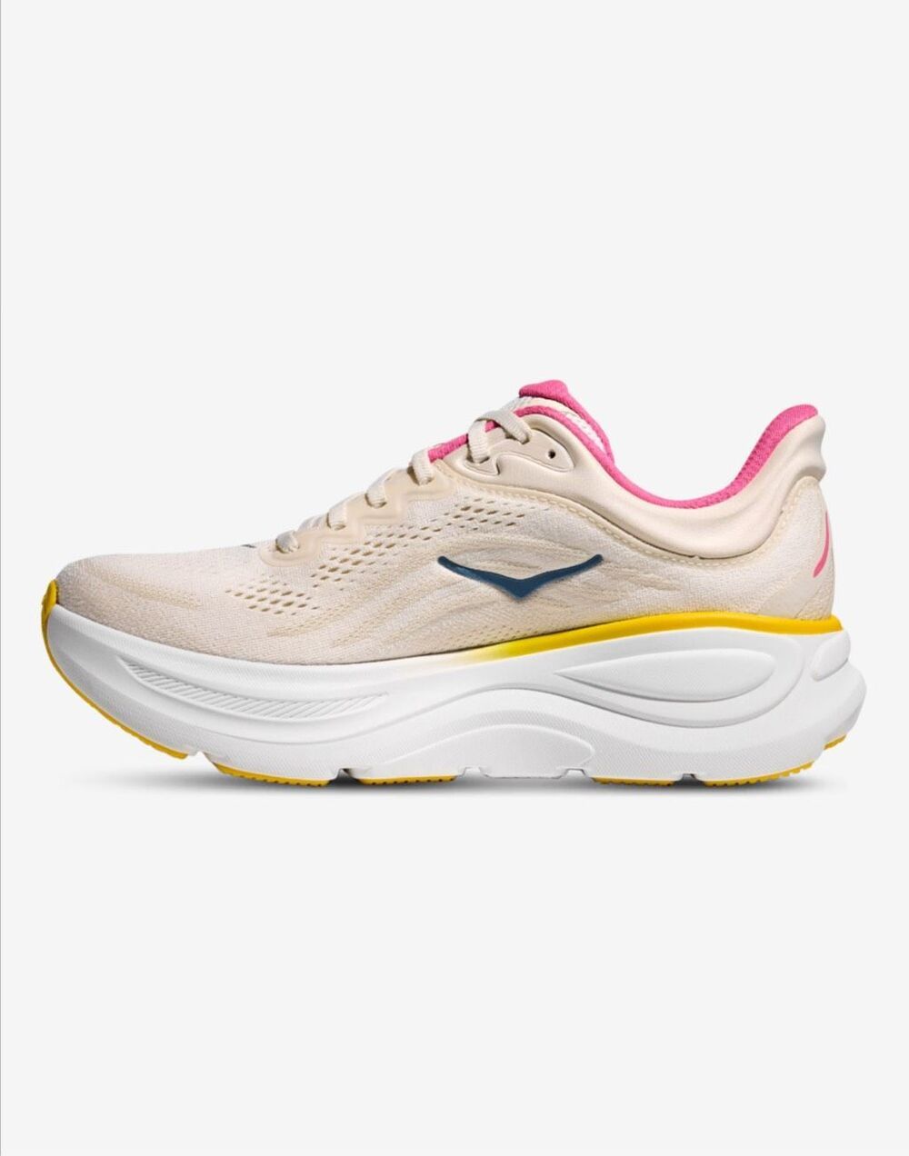 HOKA Women's Bondi 9 Running Shoes Size 8.5 US Cream Pink Yellow NWB